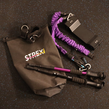 Strexi stretching machine package with purple bands